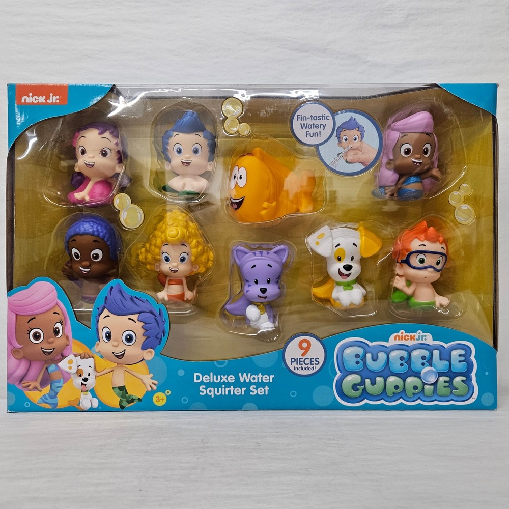 Nick Jr Bubble Guppies Deluxe Water Squirter Set 9 Pieces Gil Molly Ages 3+ New